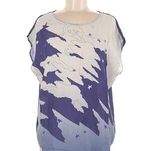 XdonatedX Chic Blue and White Cloud Pattern Blouse